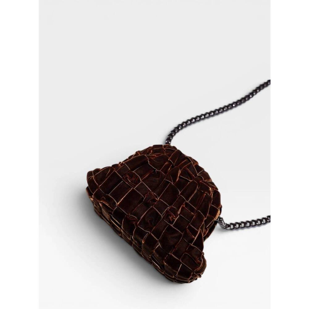 NEW MARIA LA ROSA women's velvet mini game clutch bag in brown